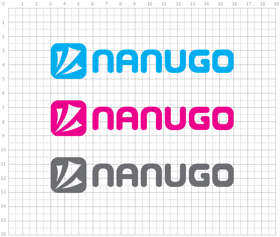 NANUGO 워드마크 그리드시스템 — Cyan · Magenta · Gray