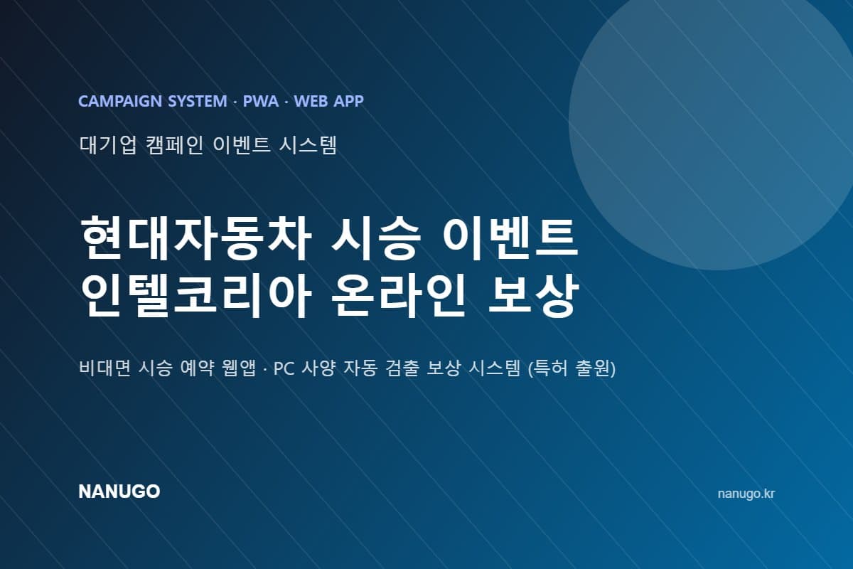 현대자동차 소나타 시승 이벤트 웹앱 및 인텔코리아 온라인 보상 시스템 개발